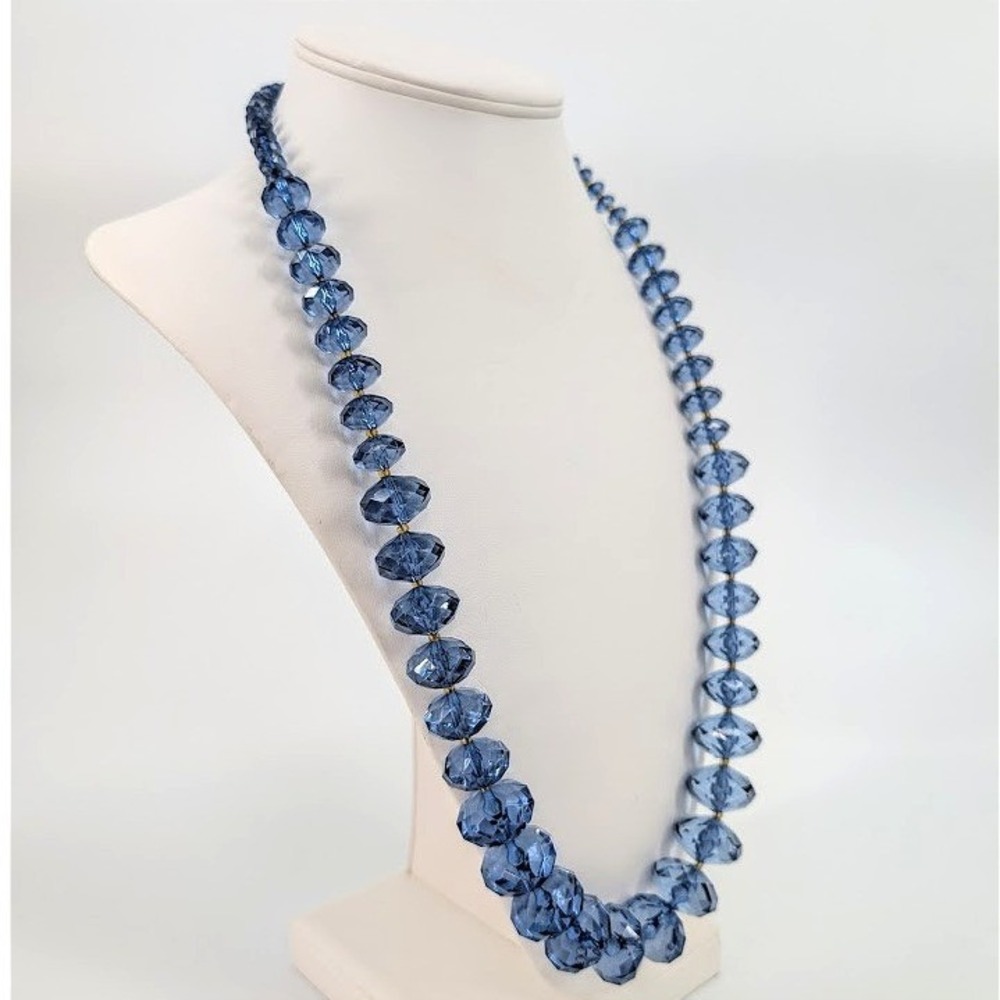 Joan Rivers Blue Glass Faceted Bead Necklace Graduated Hollywood Regency - Picture 4 of 12